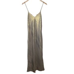 Current Air Dress Y2K Maxi Satin Gold Diagonal Striped Fairy Grunge Strappy S